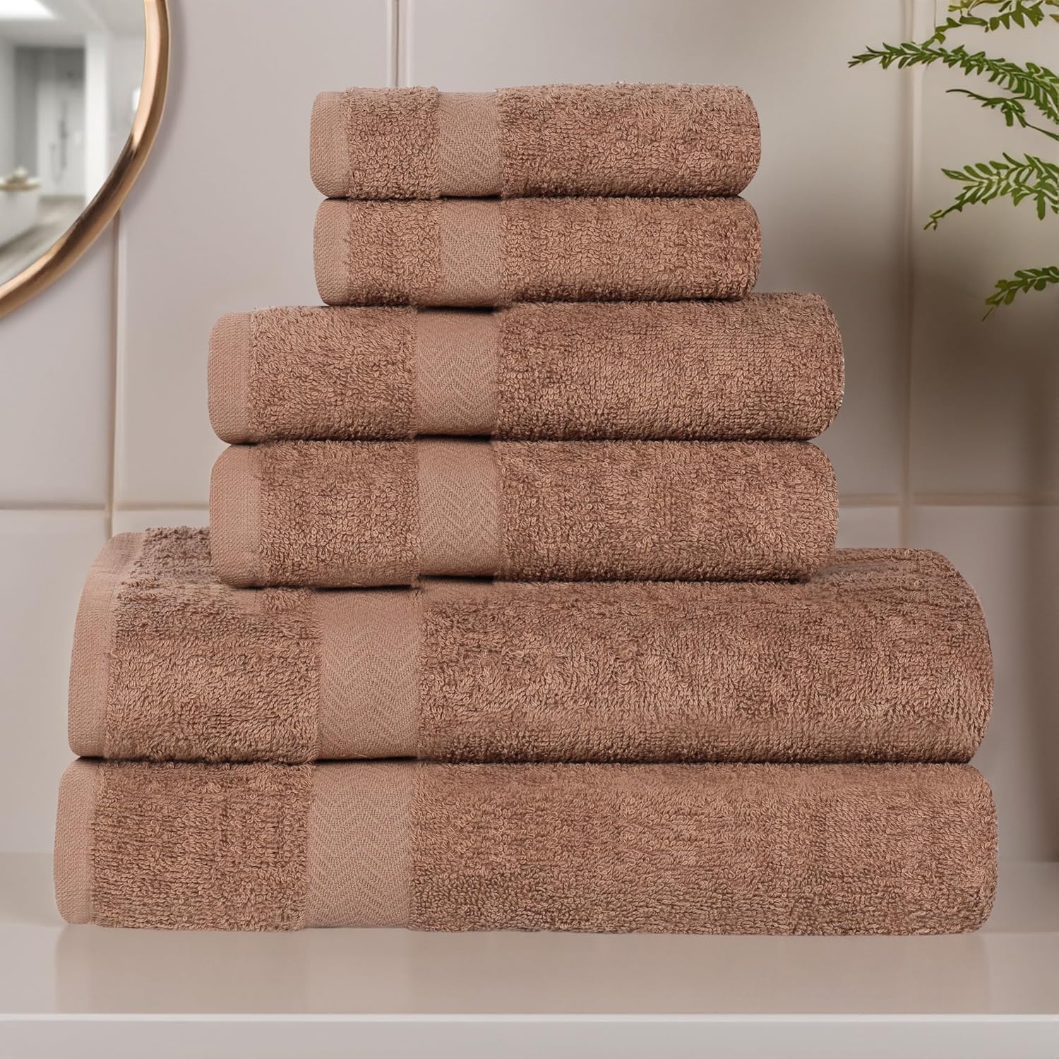 Superior 6-Piece Cotton Towel Set - Latte 1