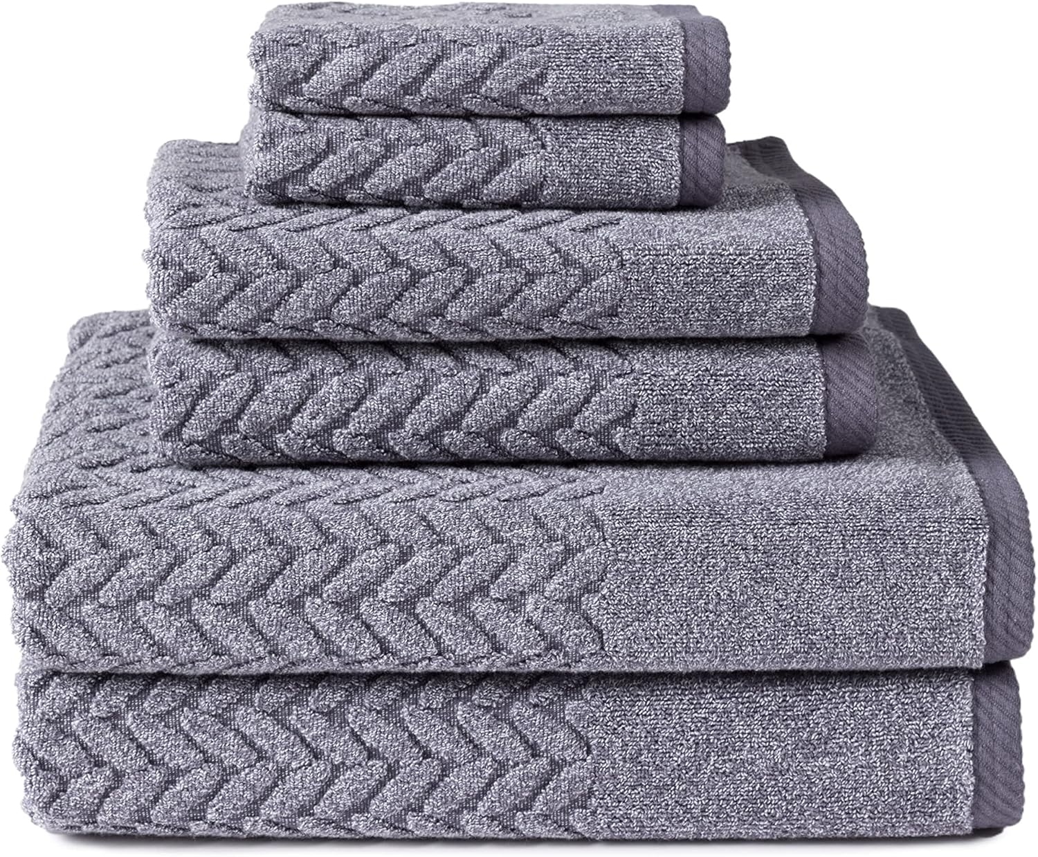 TexereSilk Organic Cotton Jacquard Towel Set - 650 GSM 6 Piece