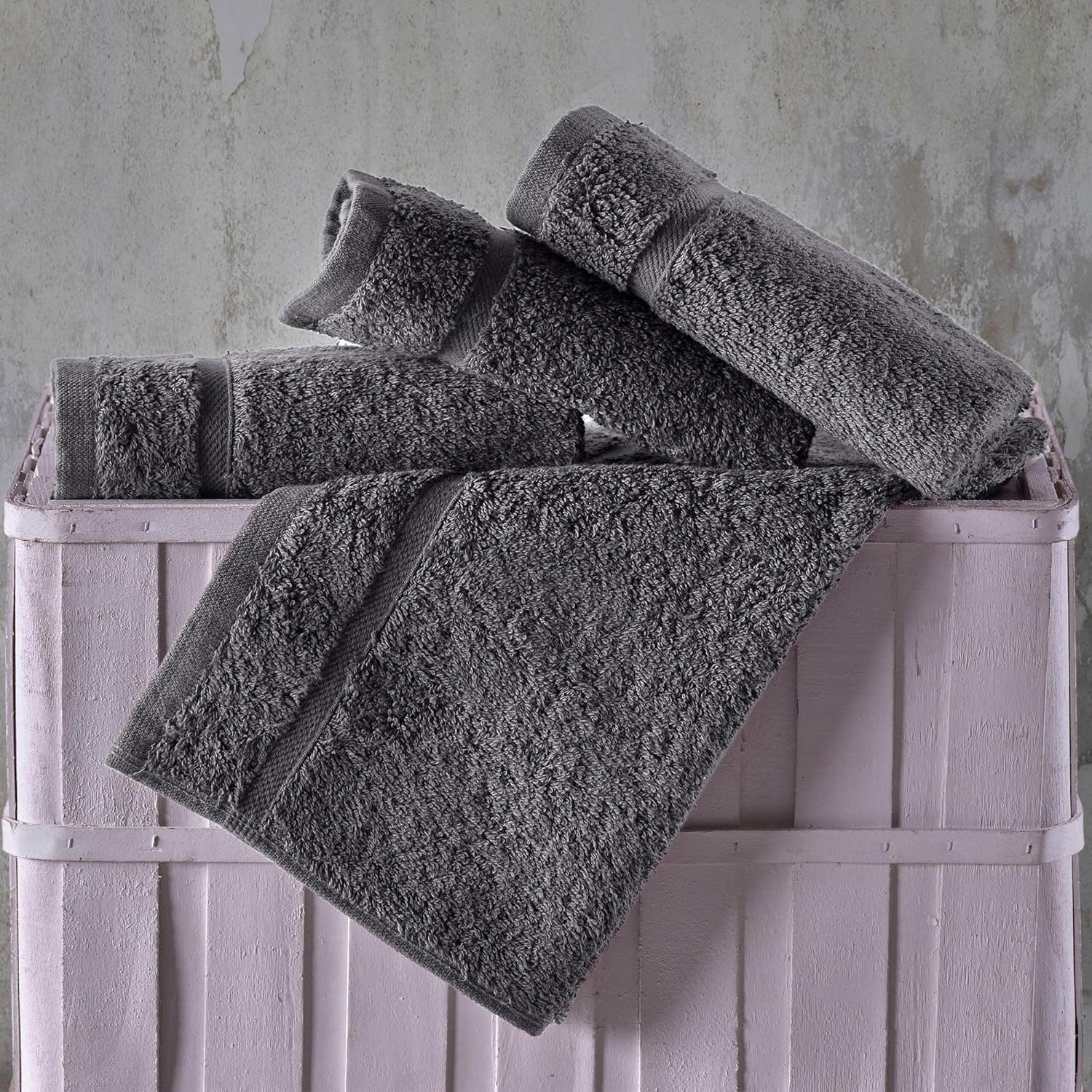 Hawmam Linen 13x13 Inch Face Towels 12 Pack Grey