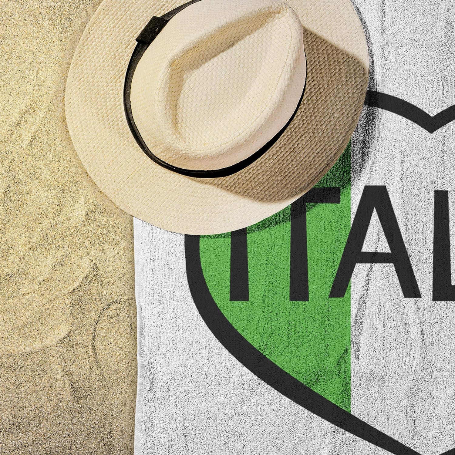 Large Microfiber Beach Towel with Italia Heart Design