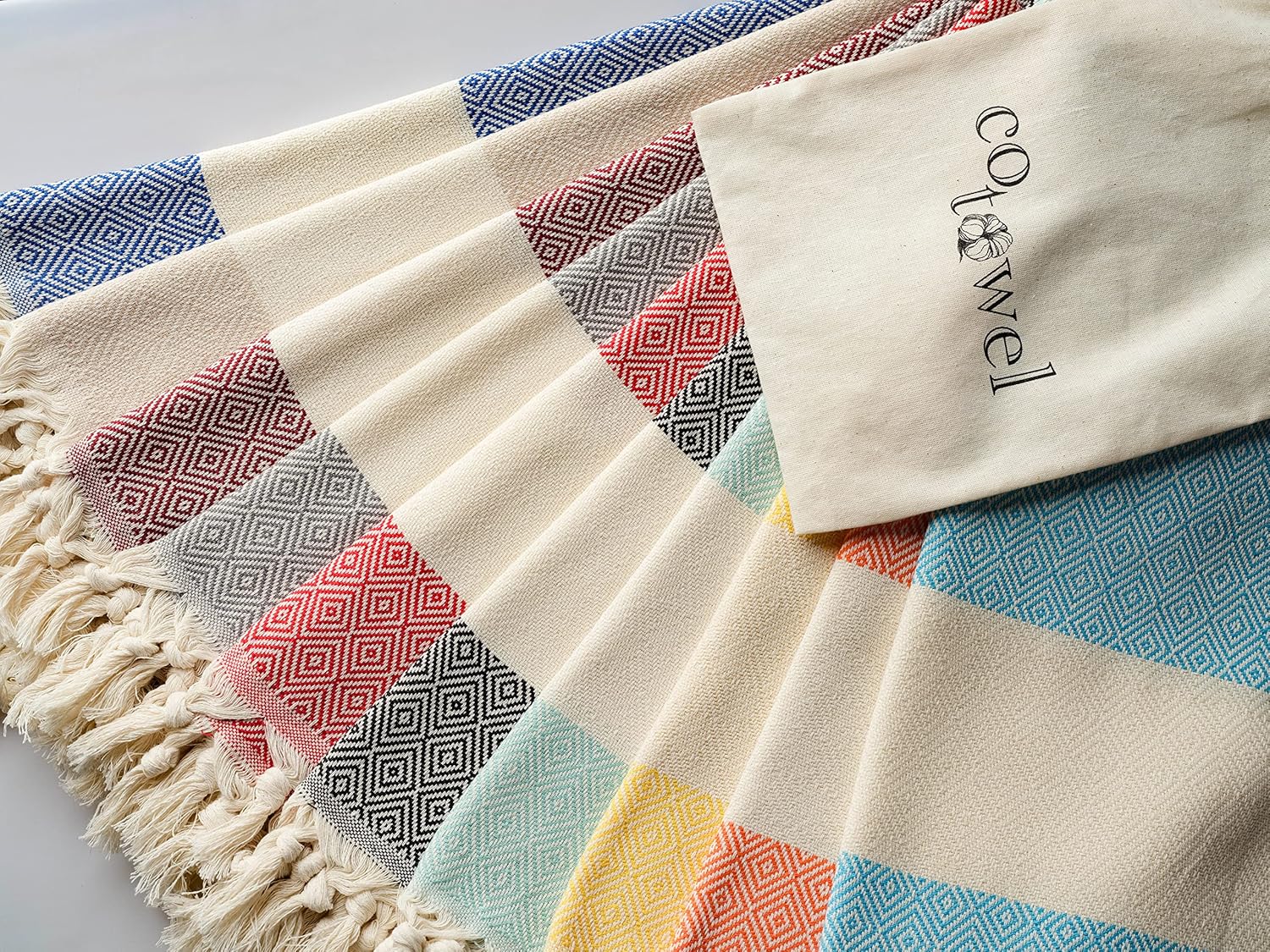 Cotowel Turkish Hand Towels with Travel Bag Set of 2