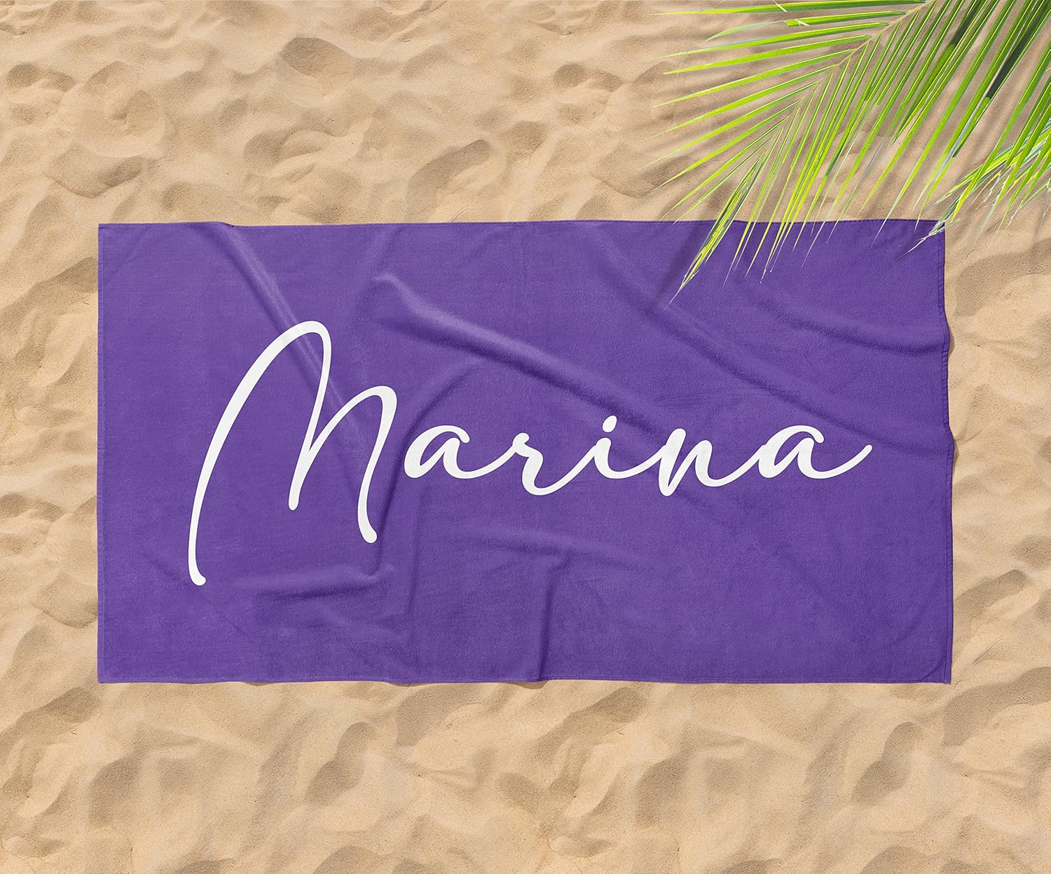 Custom Beach Towel - Purple Name Initial Design 30x60 Inch