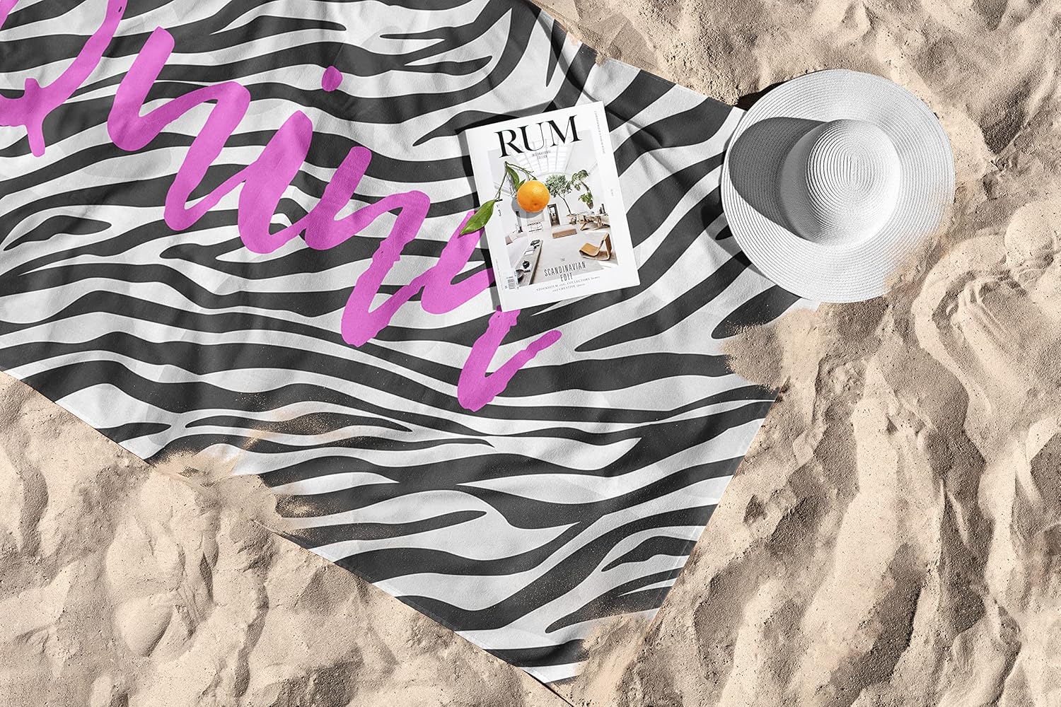 Custom Beach Towel - Leopard Print Cotton Poly Blend 30x60 Inch Personalized Name Initials