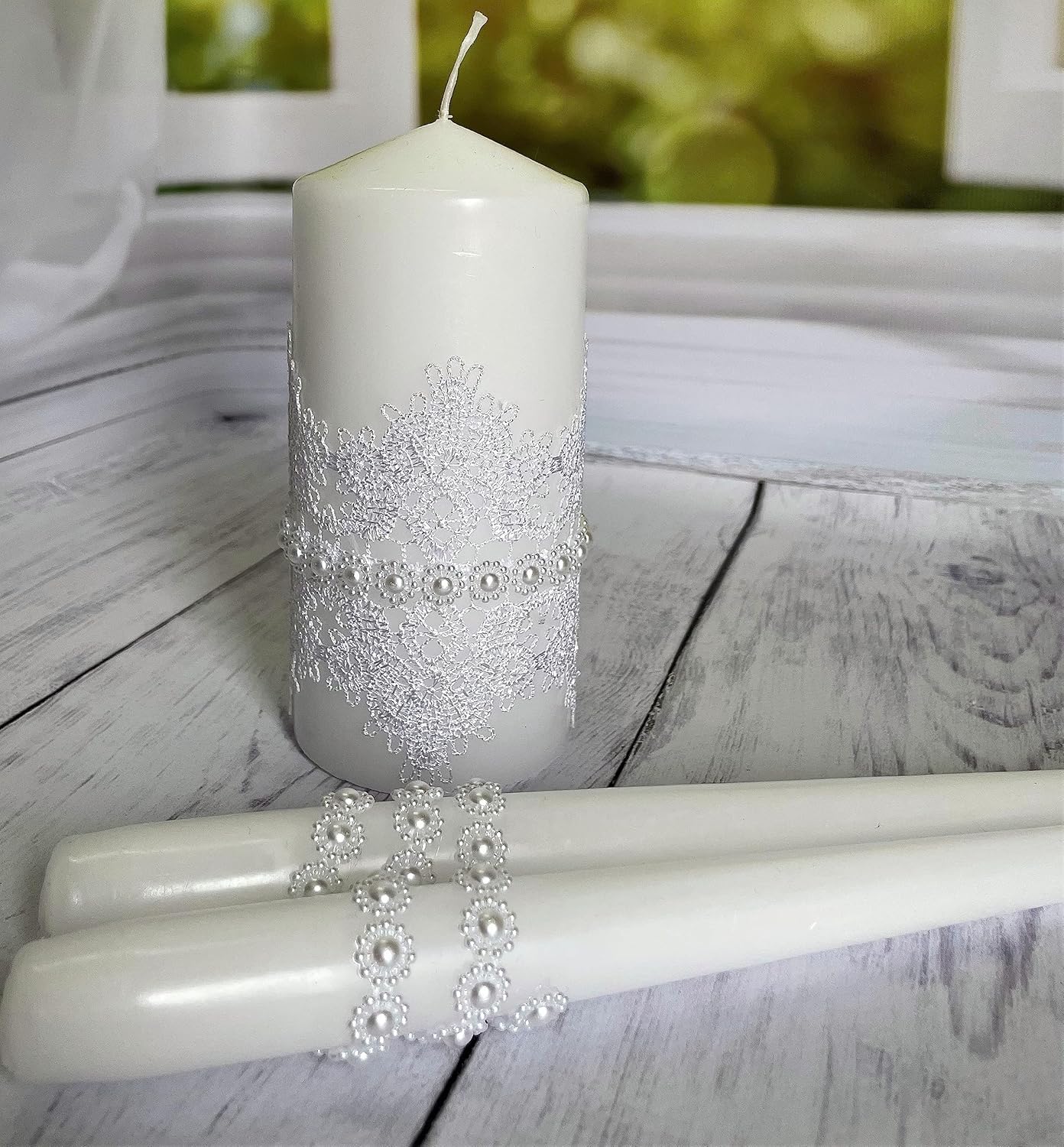 Magik Life Unity Candle Set - 6 Pillar 2 Taper Candles - White